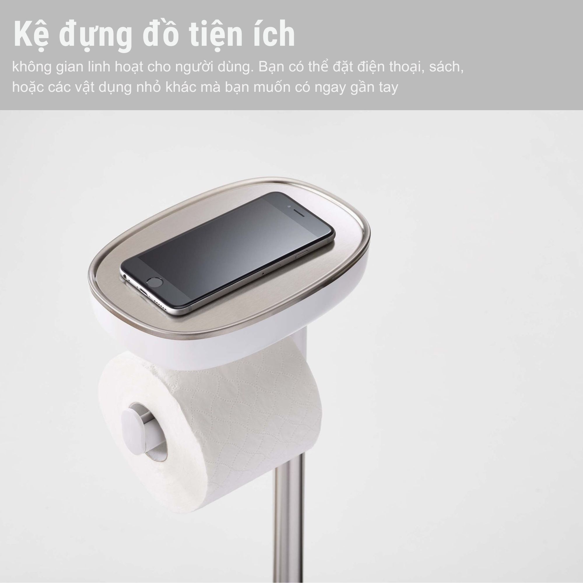 Kệ Treo Giấy Vệ Sinh Kèm Cọ Toilet Joseph Joseph 70519 EasyStore Plus - Giải Pháp 4 Trong 1 Tối Ưu Không Gian
