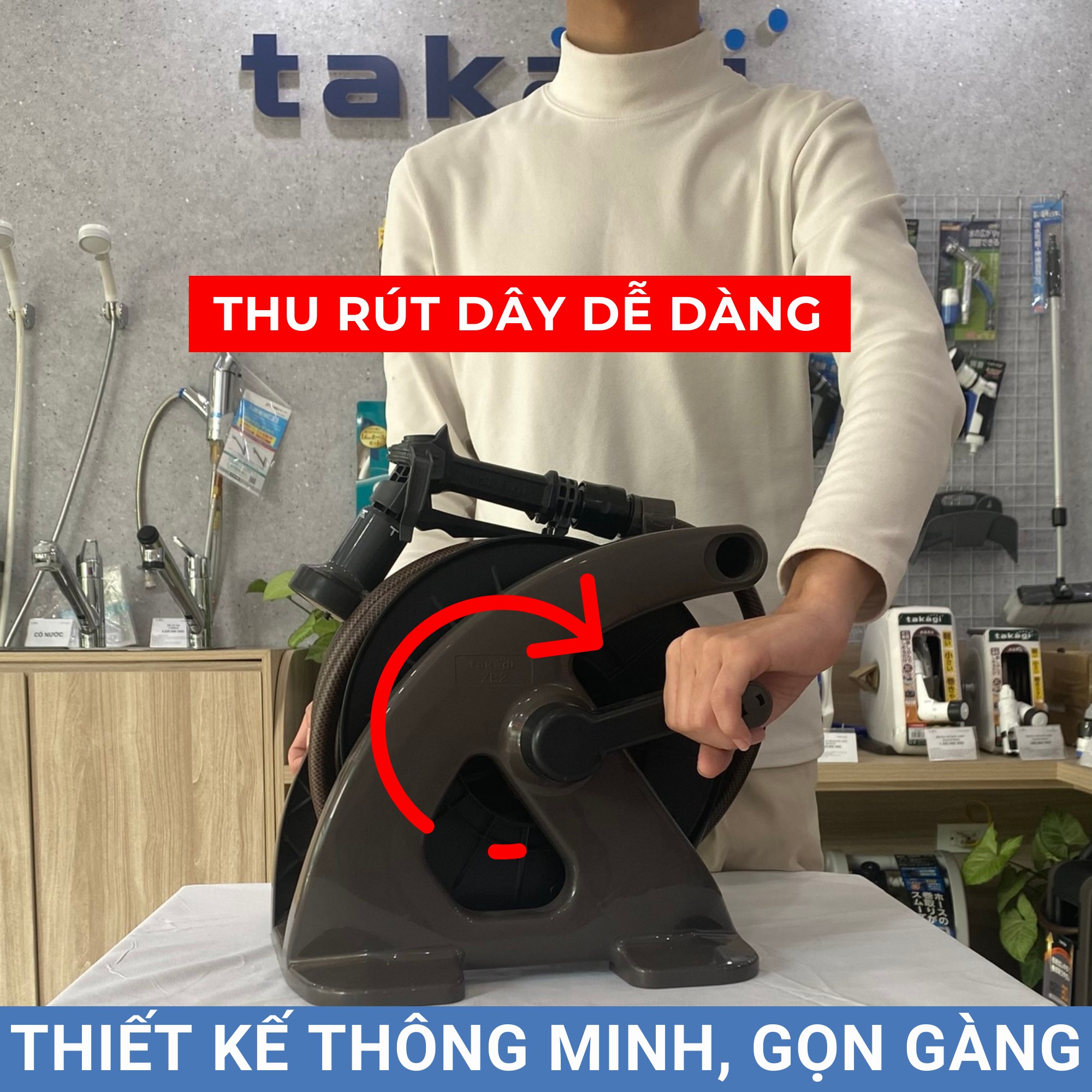 Bộ cuộn ống tưới cây 20m Tough Brown Takagi R220TBR