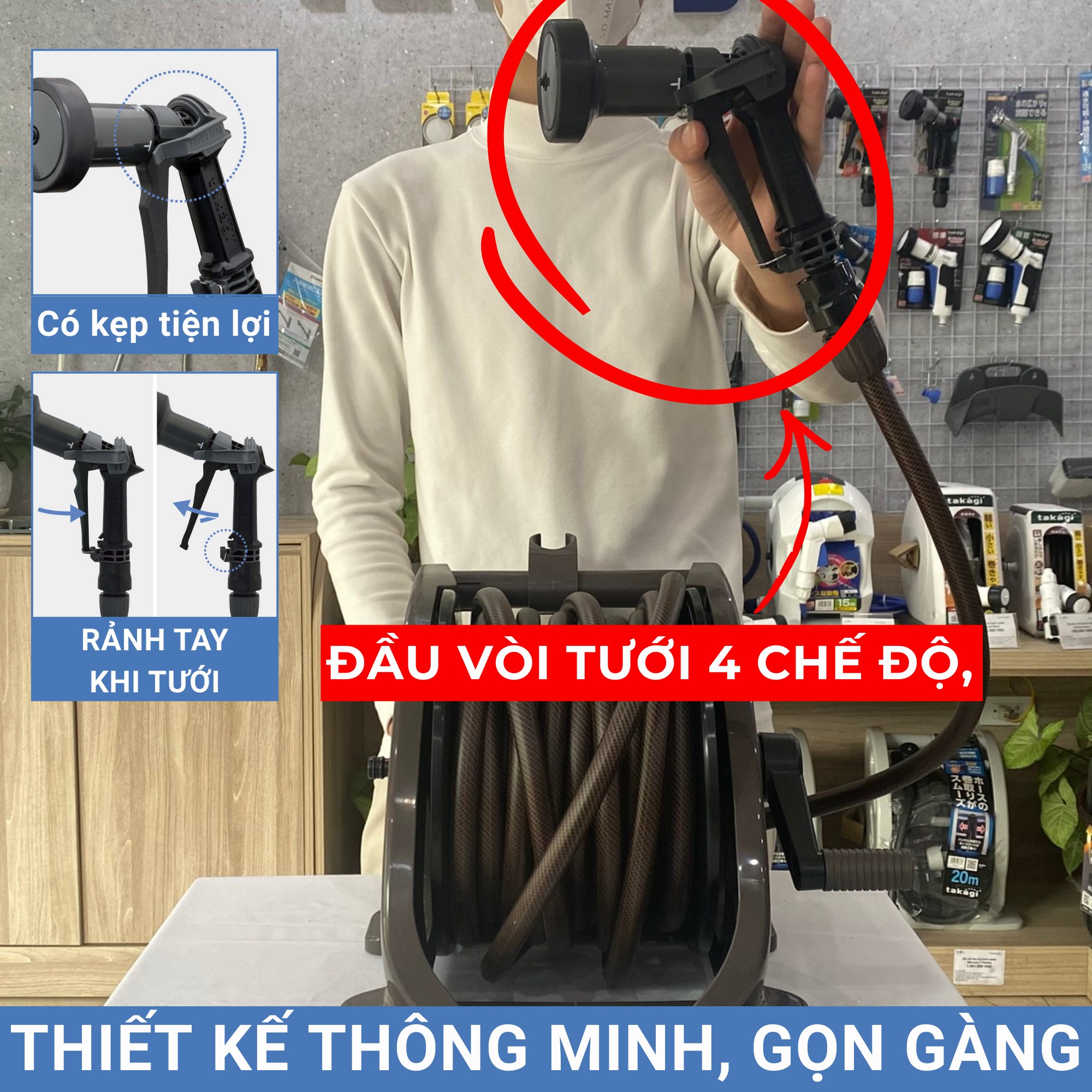 Bộ cuộn ống tưới cây 30m Tough Brown Takagi R330TBR