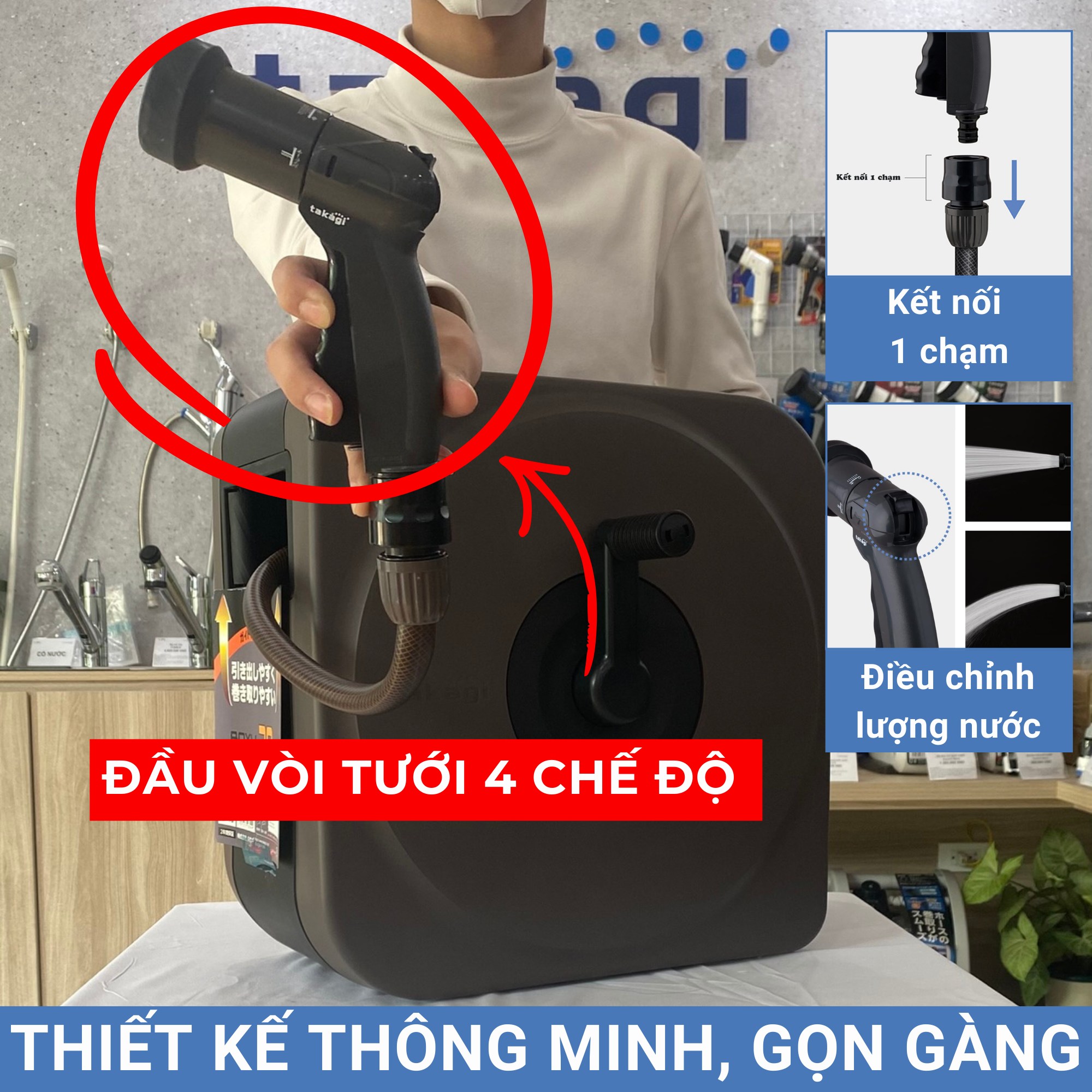 Bộ vòi thu rút tưới vườn BODY NEXT 30m (BR) Takagi RC1330BR