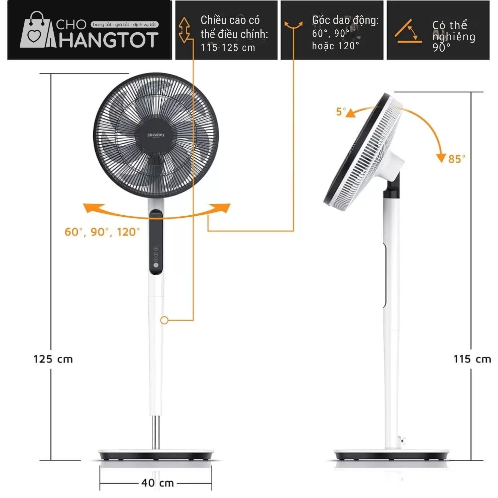 Quạt Cây Brandson DC ECO - Đỉnh Cao Công Nghệ Động Cơ Không Chổi Than Từ Đức