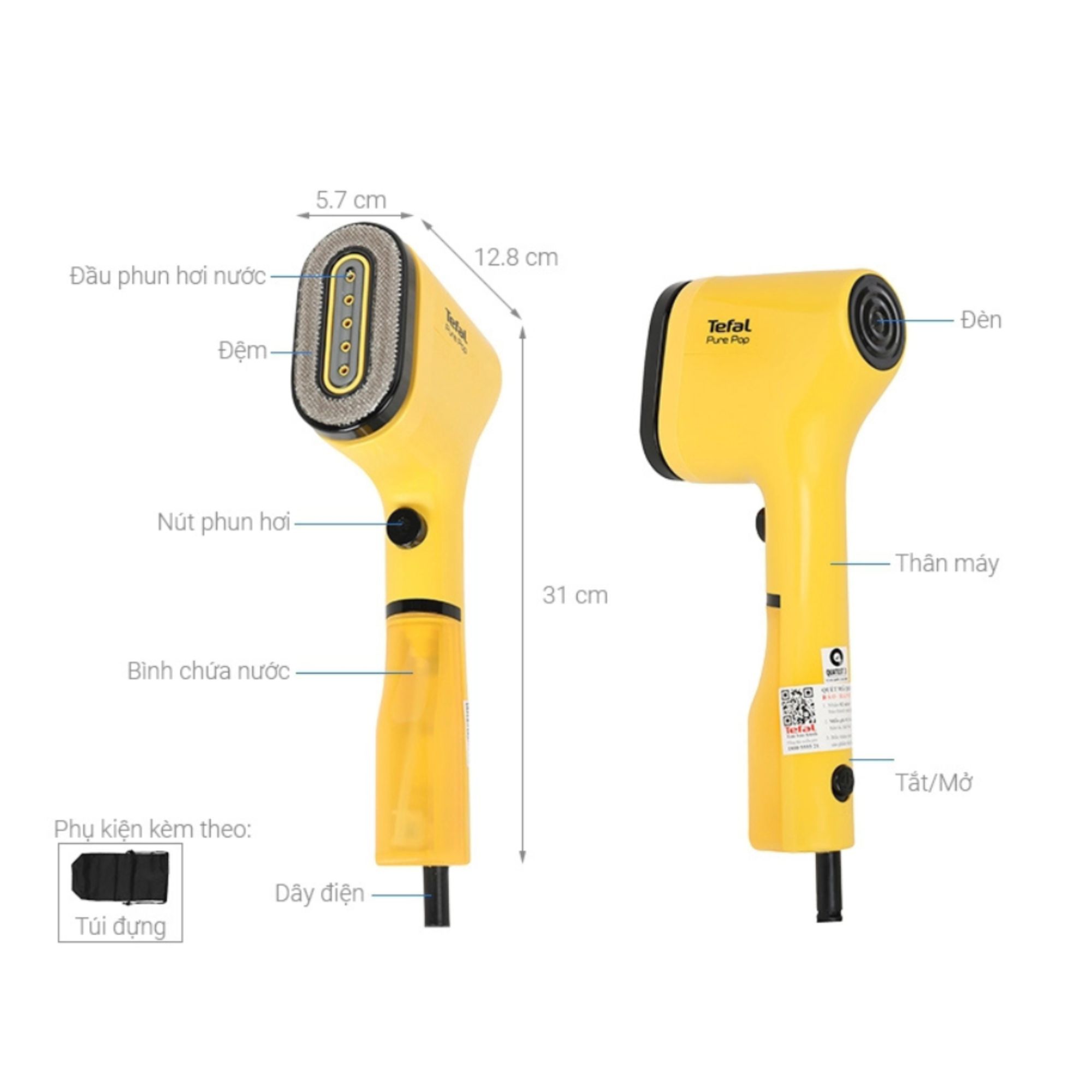 Bàn Là Hơi Nước Cầm Tay Tefal Pure POP DT202 - Giải Pháp Chăm Sóc Trang Phục Toàn Diện
