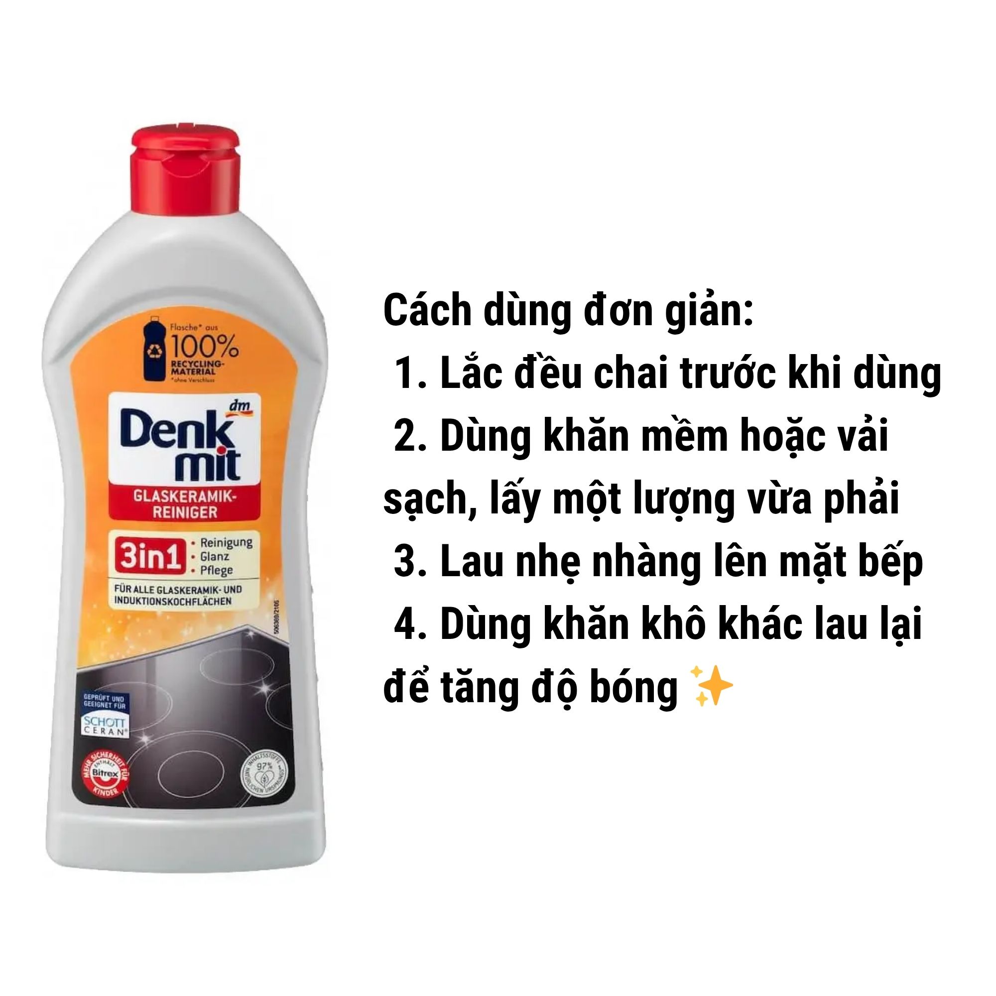 Dung Dịch Vệ Sinh Bếp Từ Denkmit Đức - Tôn Vinh Vẻ Đẹp Hoàn Mỹ Của Không Gian Bếp