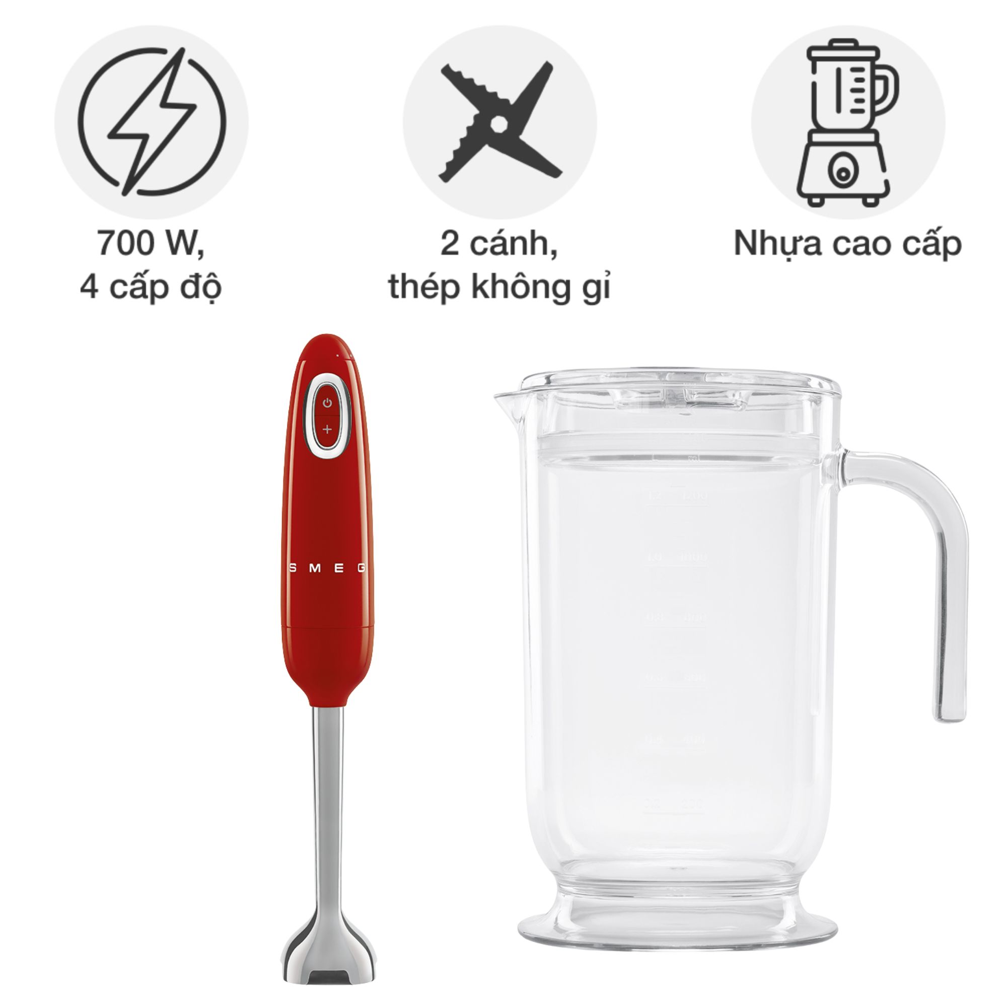 Máy Xay Cầm Tay SMEG HBF03 Đỏ Quyến Rũ - Giải Pháp Toàn Diện Cho Gian Bếp Hiện Đại