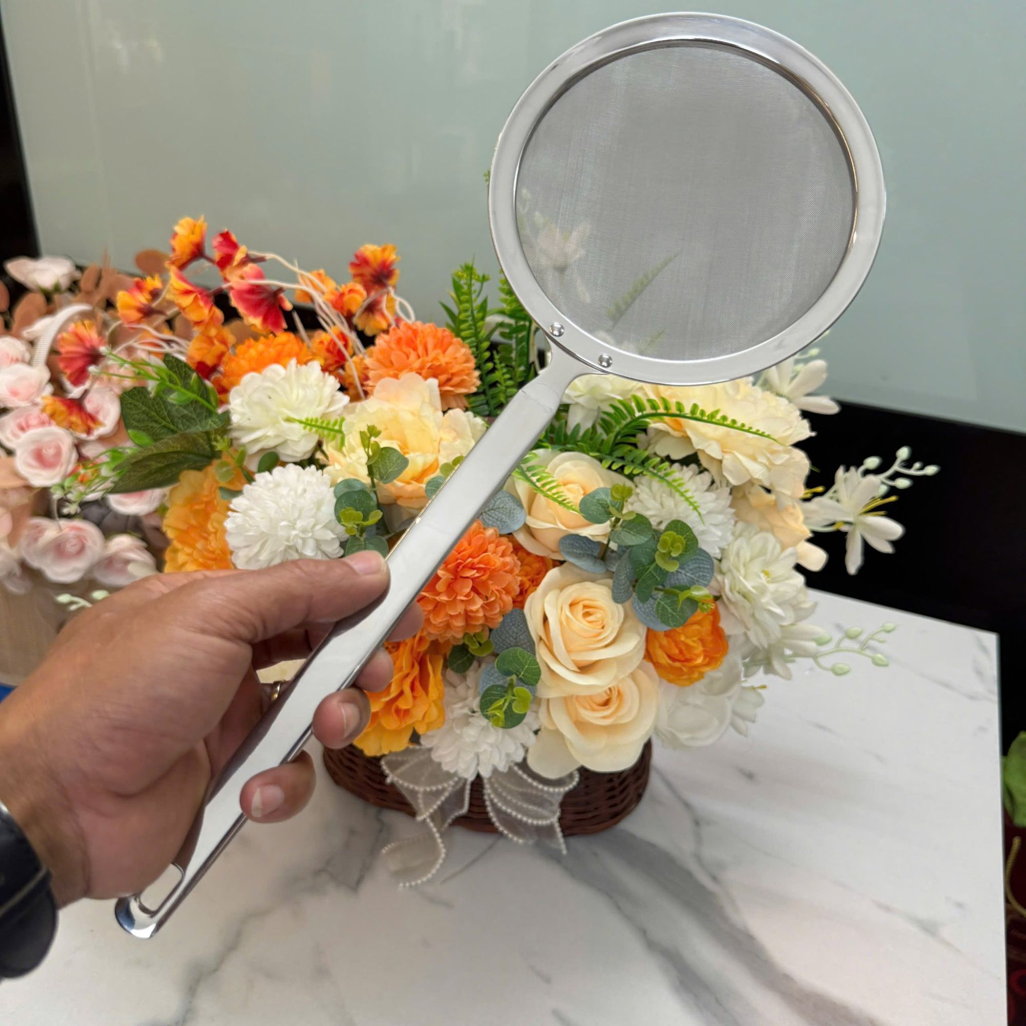 VỢT INOX ĐA NĂNG GUME – RÂY VỚT BỌT LỌC DẦU TIỆN LỢI