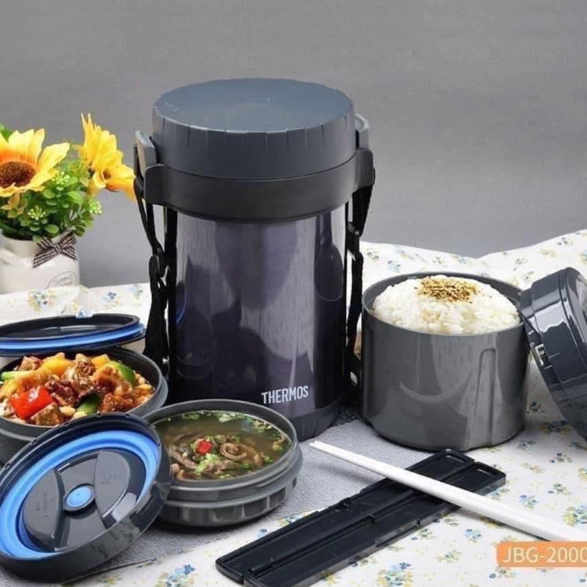Hộp Cơm Giữ Nhiệt 3 Ngăn Thermos JBG-2000 - Chăm Chút Bữa Ăn Trọn Vẹn Yêu Thương