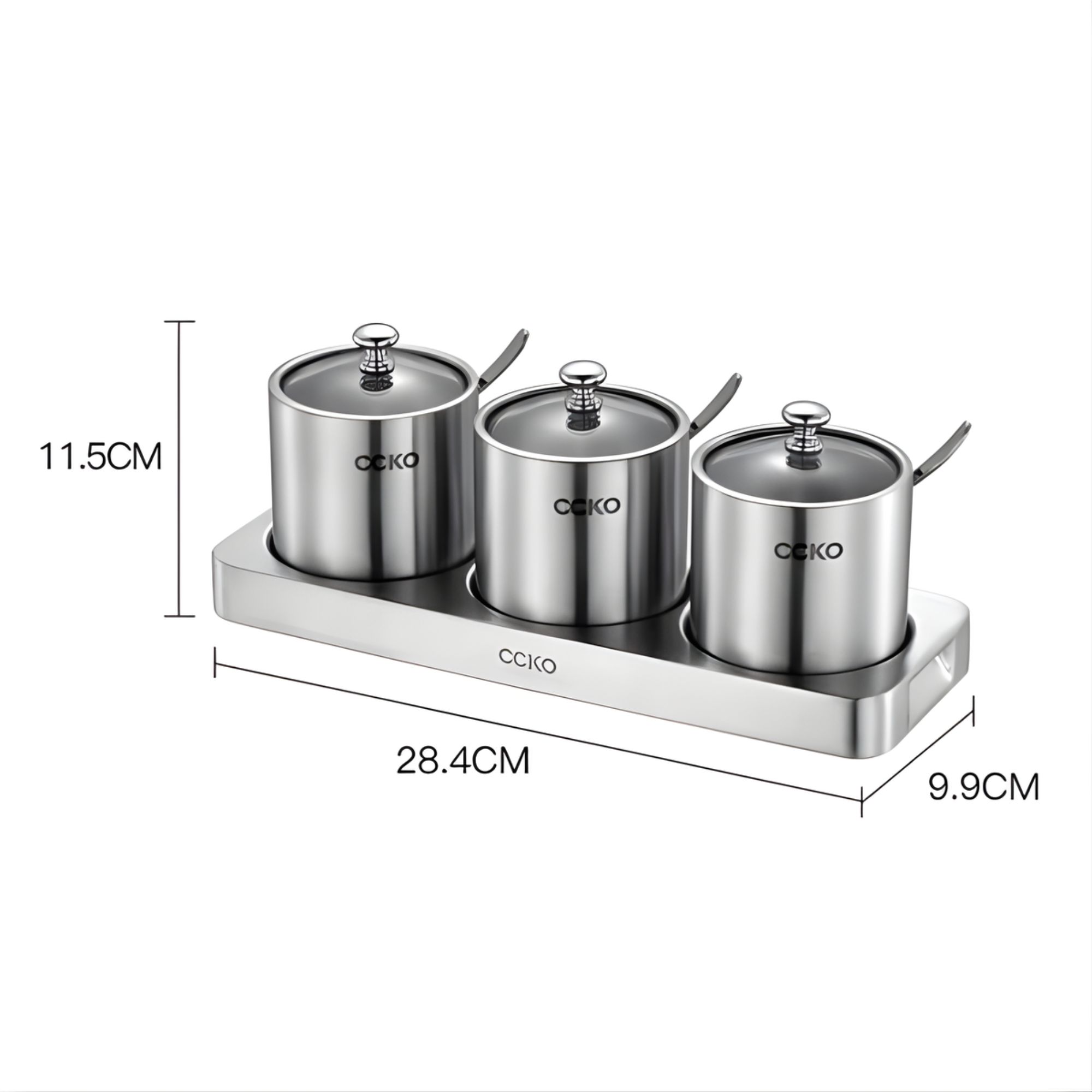 Set 3 Hũ Đựng Gia Vị CCKO Inox 304 Nắp Thủy Tinh – Giải Pháp Hoàn Hảo Cho Không Gian Bếp Hiện Đại