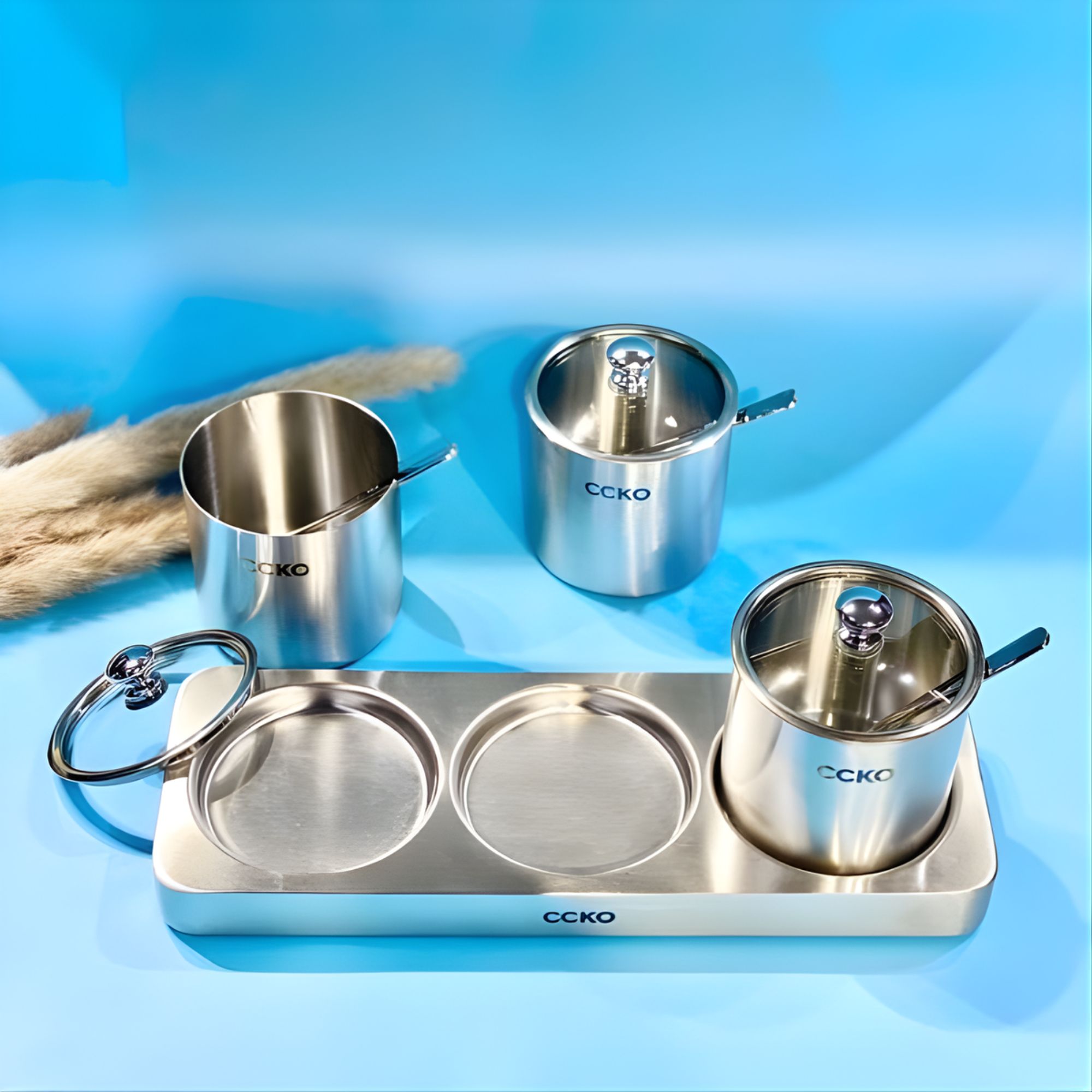 Set 3 Hũ Đựng Gia Vị CCKO Inox 304 Nắp Thủy Tinh – Giải Pháp Hoàn Hảo Cho Không Gian Bếp Hiện Đại