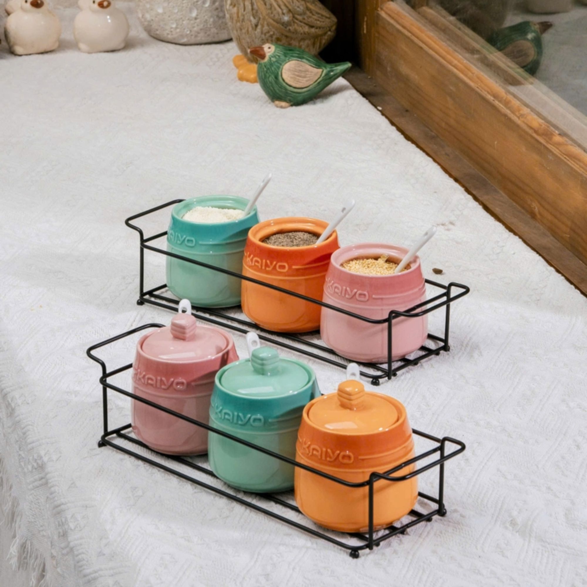 Set 3 Hũ Gia Vị Gốm Sứ Rainbowl Kaiyo KCC-5141 - Giải Pháp Lưu Trữ Hoàn Hảo
