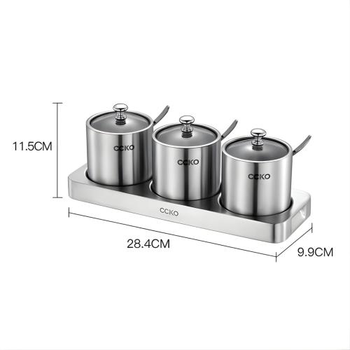 Set 3 Hũ Đựng Gia Vị CCKO Inox 304 Nắp Thủy Tinh – Giải Pháp Hoàn Hảo Cho Không Gian Bếp Hiện Đại