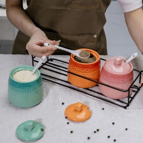 Set 3 Hũ Gia Vị Gốm Sứ Rainbowl Kaiyo KCC-5141 - Giải Pháp Lưu Trữ Hoàn Hảo