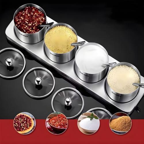 Set 4 Hũ Gia Vị CCKO Inox 304 - Dấu Ấn Thượng Lưu Cho Căn Bếp Đẳng Cấp