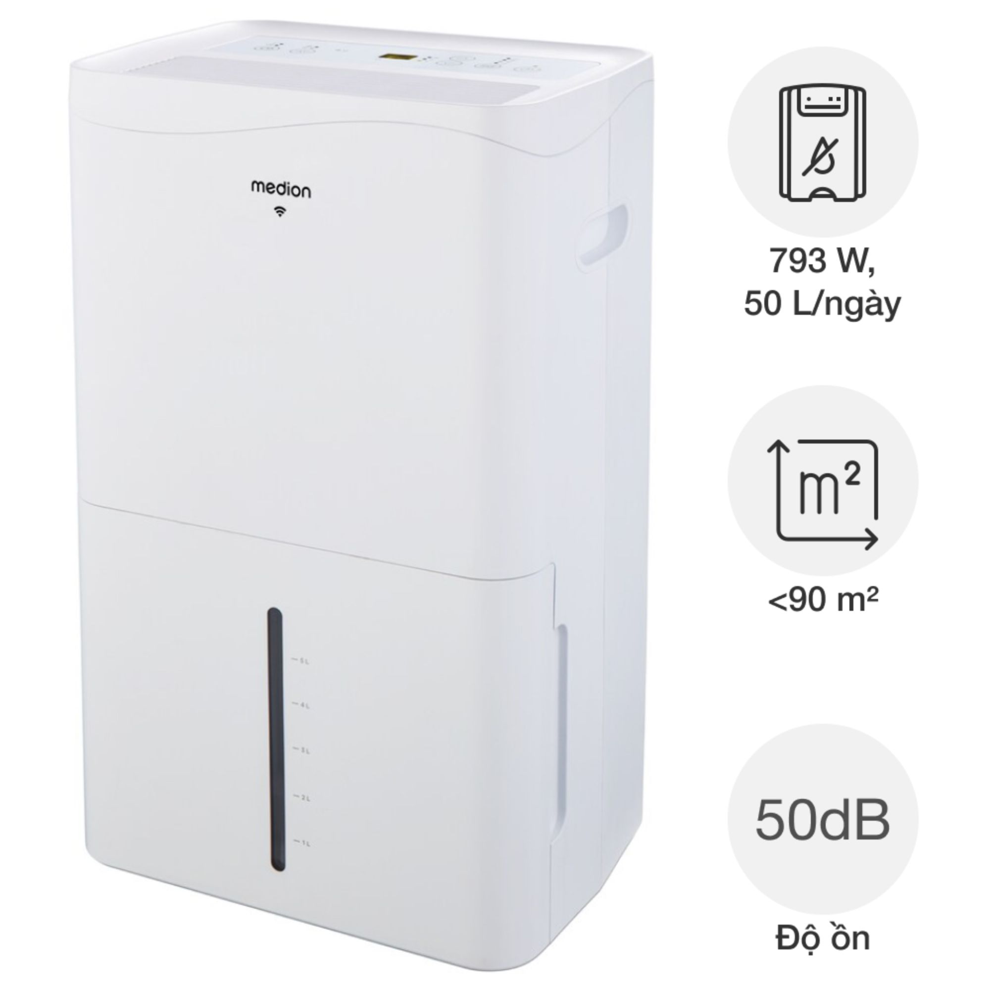 Máy Hút Ẩm Medion MD10832 50 Lít - Giải Pháp Kiểm Soát Độ Ẩm Chuyên Nghiệp Cho Không Gian Lớn