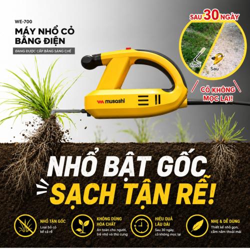 Máy Nhổ Cỏ Cầm Tay Musashi WE-700 - Giải Pháp Làm Sạch Cỏ Dại Tận Gốc Từ Nhật Bản